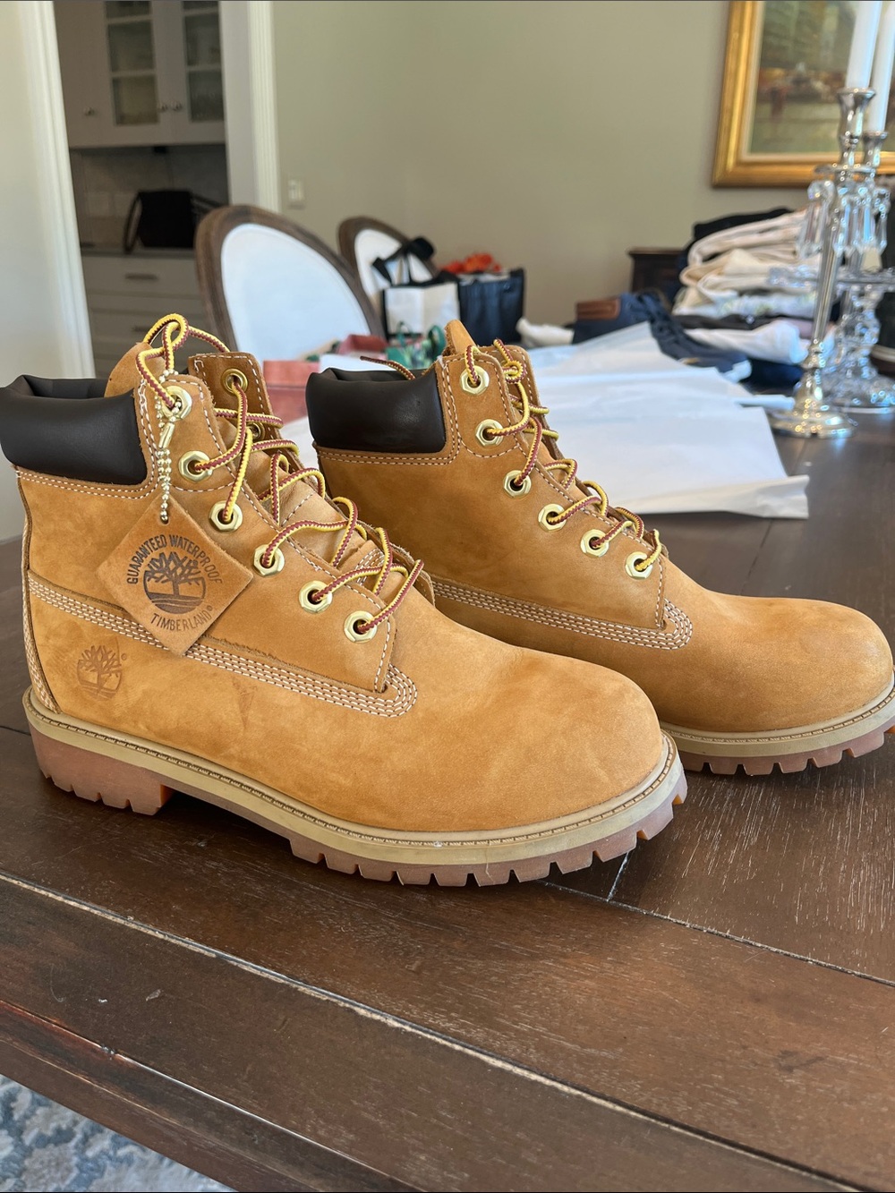 Timberland Premium 6” Waterproof Boots Wheat Nubuck 12909 Size 6Y / Women’s 7.5